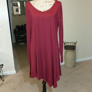 Burgundy tee shirt material dress